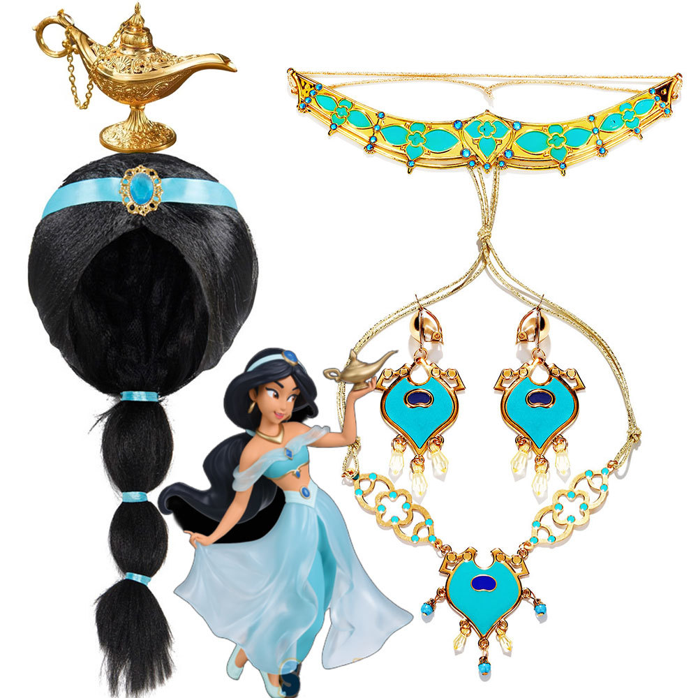 Cosplay Accessory Tiara Fairy Tale Aladdin Magic Lamp Genie Role Play Pro Kid Jasmine Wig Party