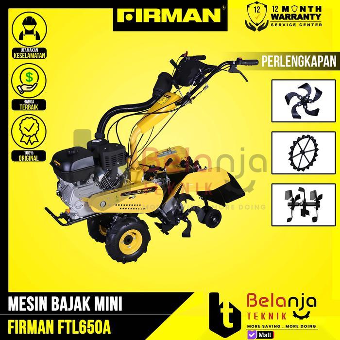FIRMAN Mesin Bajak Mini Parit Bedengan FTL650A Traktor Bensin 9 HP Pembuat Parit 100-150mm Kedalaman