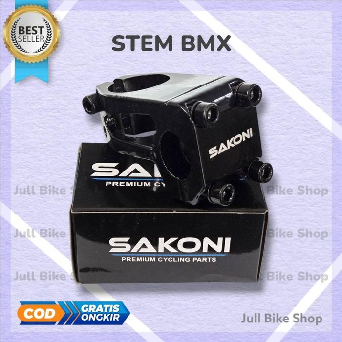 Stem BMX sakoni oversize 28.6mm stang 22.2mm aluminium alloy hitam head tiang penjepit stir fork