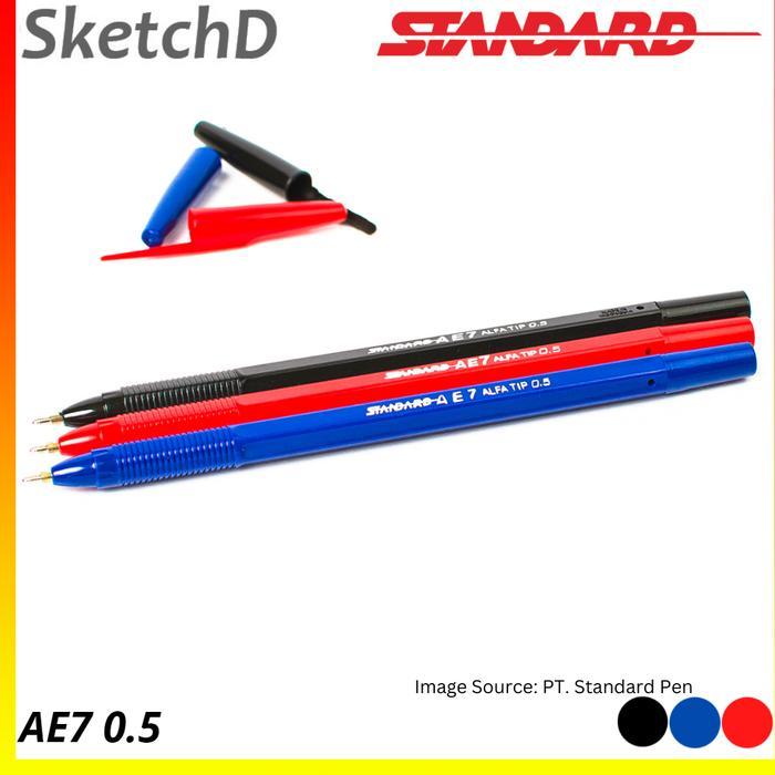 Pena Standard AE7 Ballpoint Hitam Biru - Pulpen Bolpoin AE 7