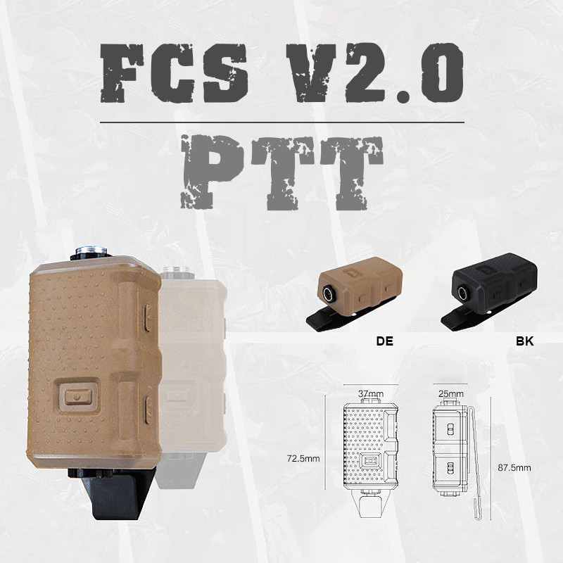 KRYDEX FCS V20 PTT Adaptor fits For Comtac III RAC Radio Connector Tactical Headset
