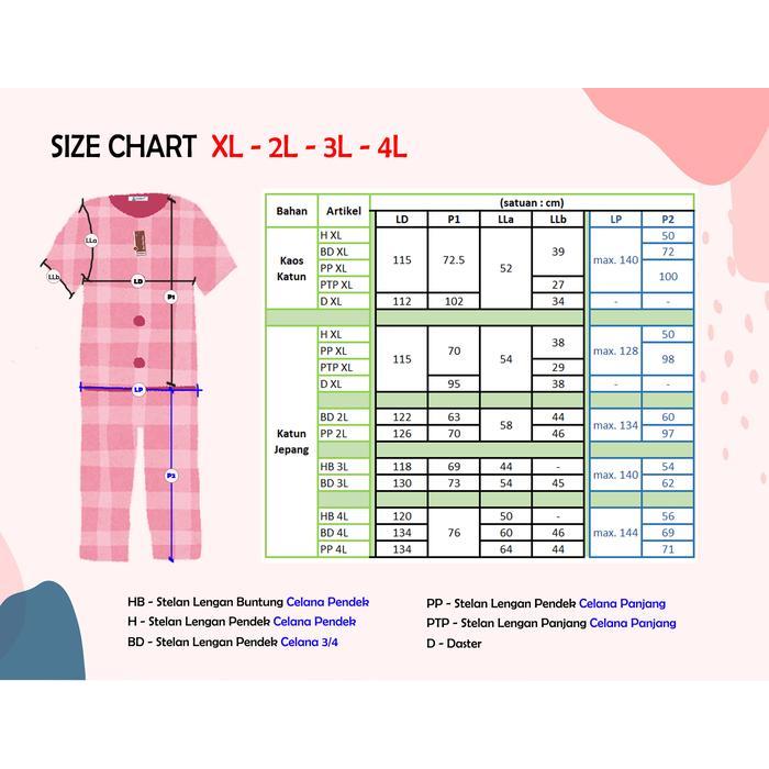 Greet Night Wear Piyama Jumbo Tencel Modal Celana Pendek Hk / Ho Size Xl