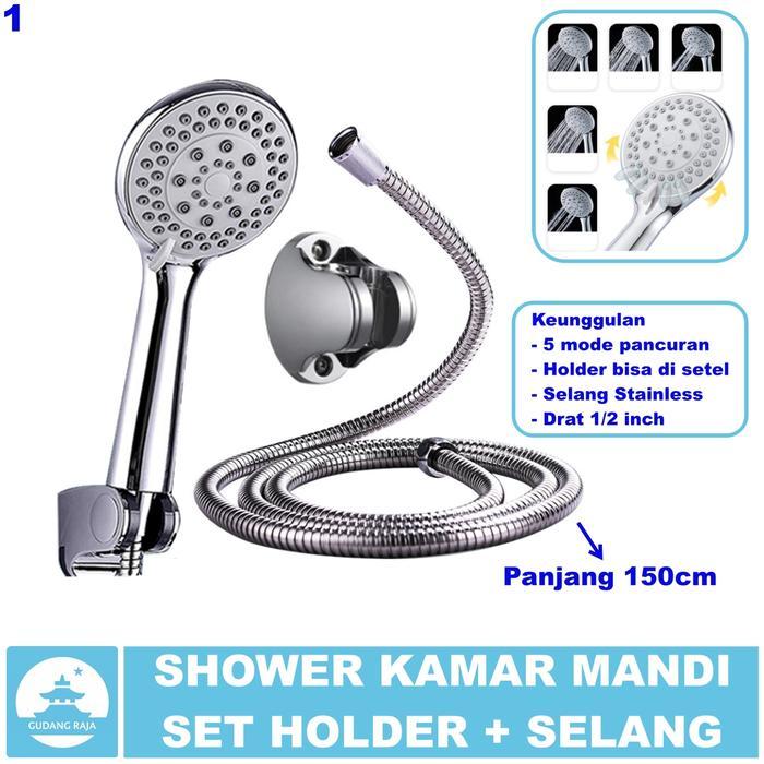 Juana - Shower Kamar Mandi Satu Set Selang Hand Shower Stenlis Stainless Kran Keran Air Head Shower