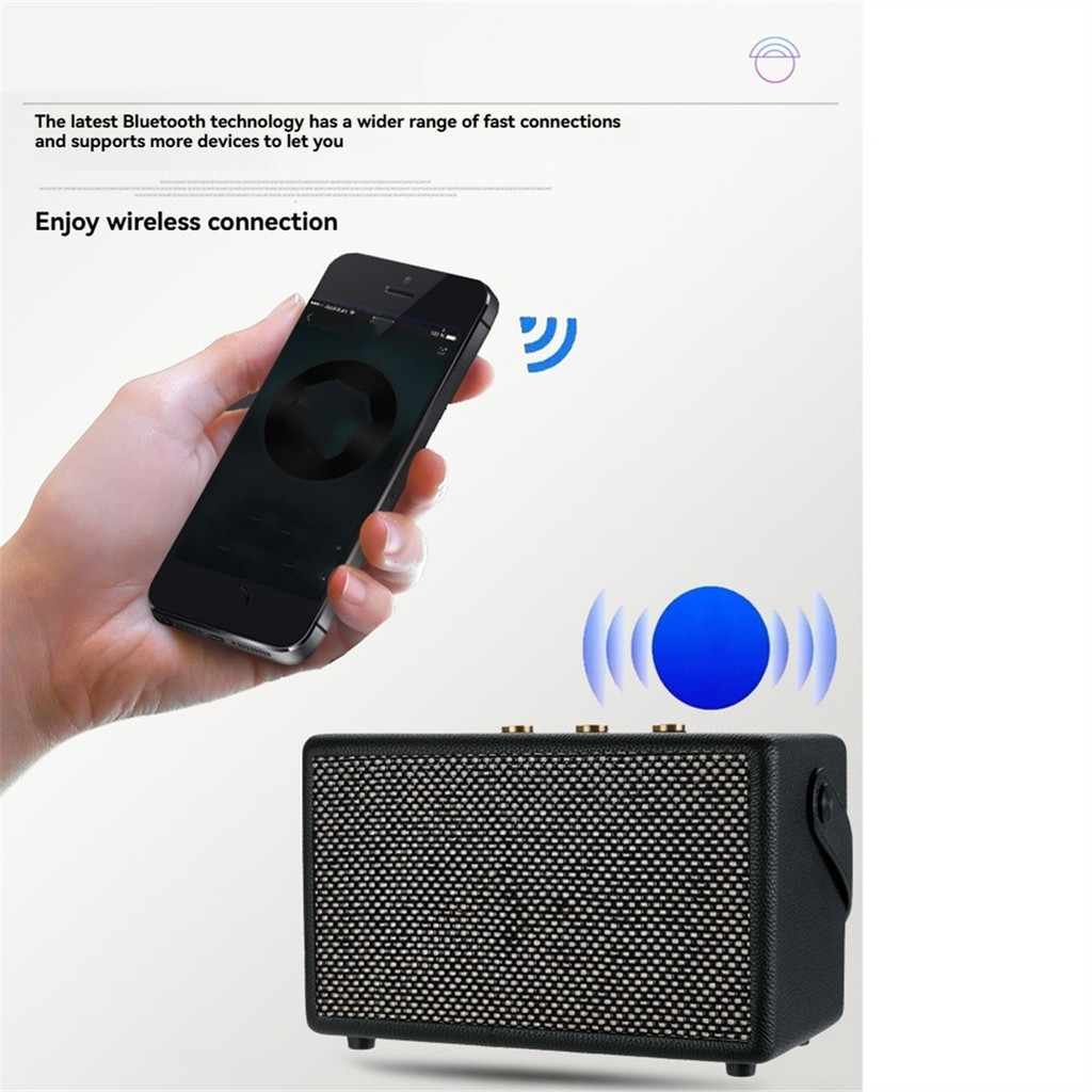 Professional Portable Wireless Vintage Bluetooth Speakers Usb Card Reader Wooden Pu Outdoor Home