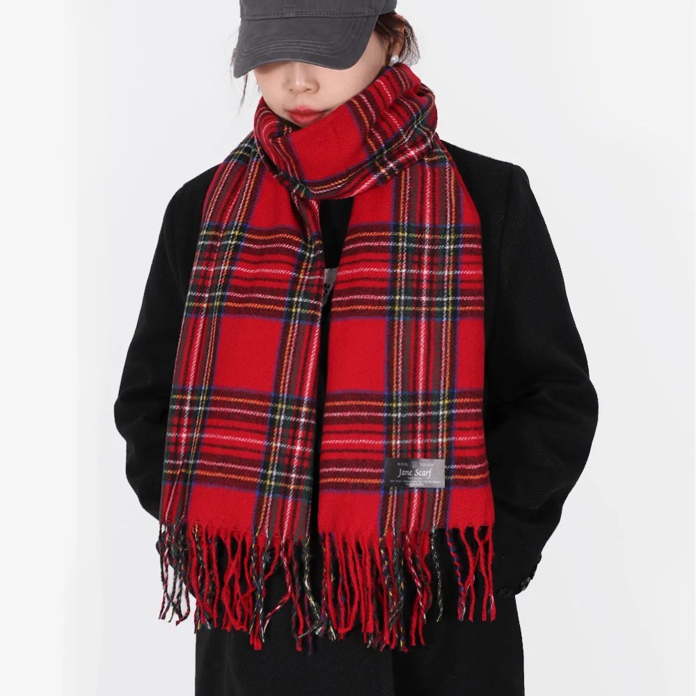 Fashion Scottish Style Tartan Warm Scarf For Women Plaid Soft Long Wrap Shawl Christmas Valentine'S