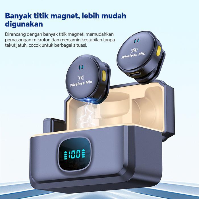 Magnetic Mic Wireless Clip On Microphone Dual Mikrofon Wireless Mikrofon Hp Lavalier Microphone