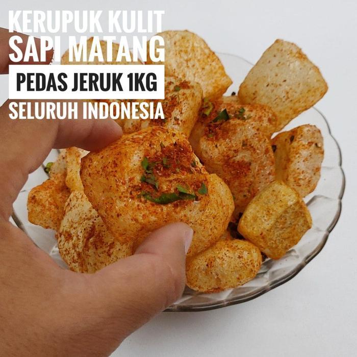 Kerupuk Kulit Sapi Matang Rasa Pedas Daun Jeruk 1kg / Krupuk Rambak