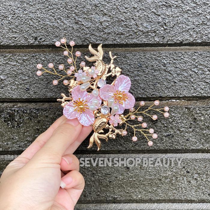 Sirkam Pesta Pink Sakura/ sirkam rambut pesta/ jepit rambut pengantin