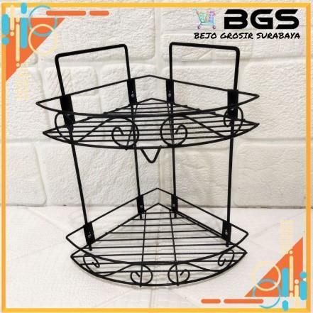 Rak Sudut Besi Susun 2 - Rak Shampoo - Rak Serbaguna - Rak Kamar Mandi