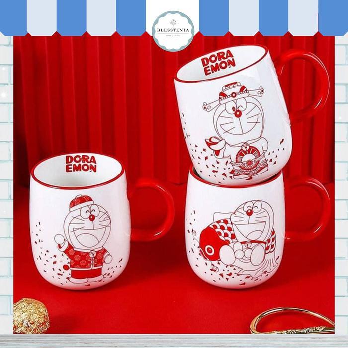 Best Seller Mug Cangkir Kopi Keramik Motif Cute Doraemon Edisi Imlek Original