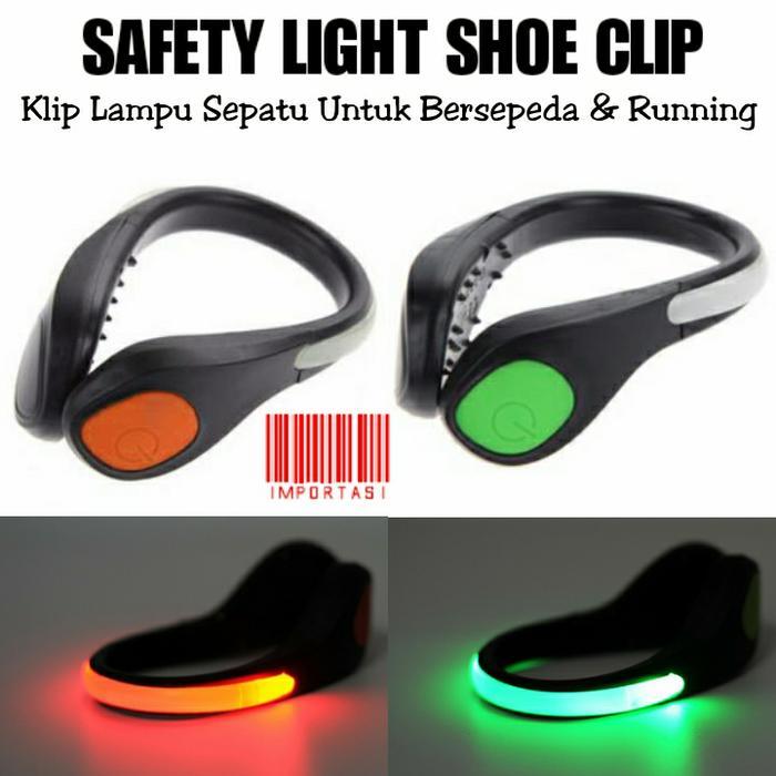 Led Flashing Safety Light Shoe Clip Sepeda Running Jogging Sepatu