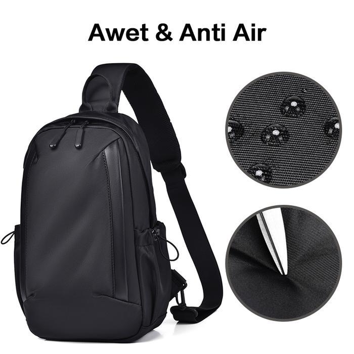 Visval Top - Tas Selempang Pria Tas Waitsbag Cowok Sling Bag Hitam Ts725