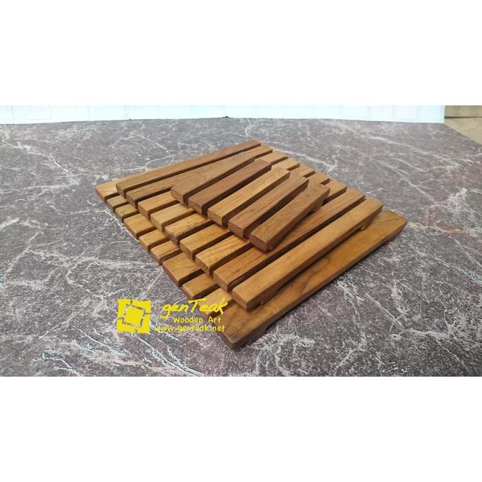 tatakan gelas kayu / alas gelas / tatakan gelas unik model slats SET