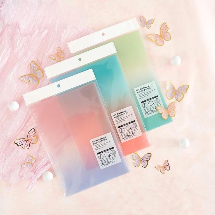 DIY Minimalist Binder Covers 2pcs Gradient A5 B5 - DIY Plastic Binder Gradasi - Summer Vibes Binder