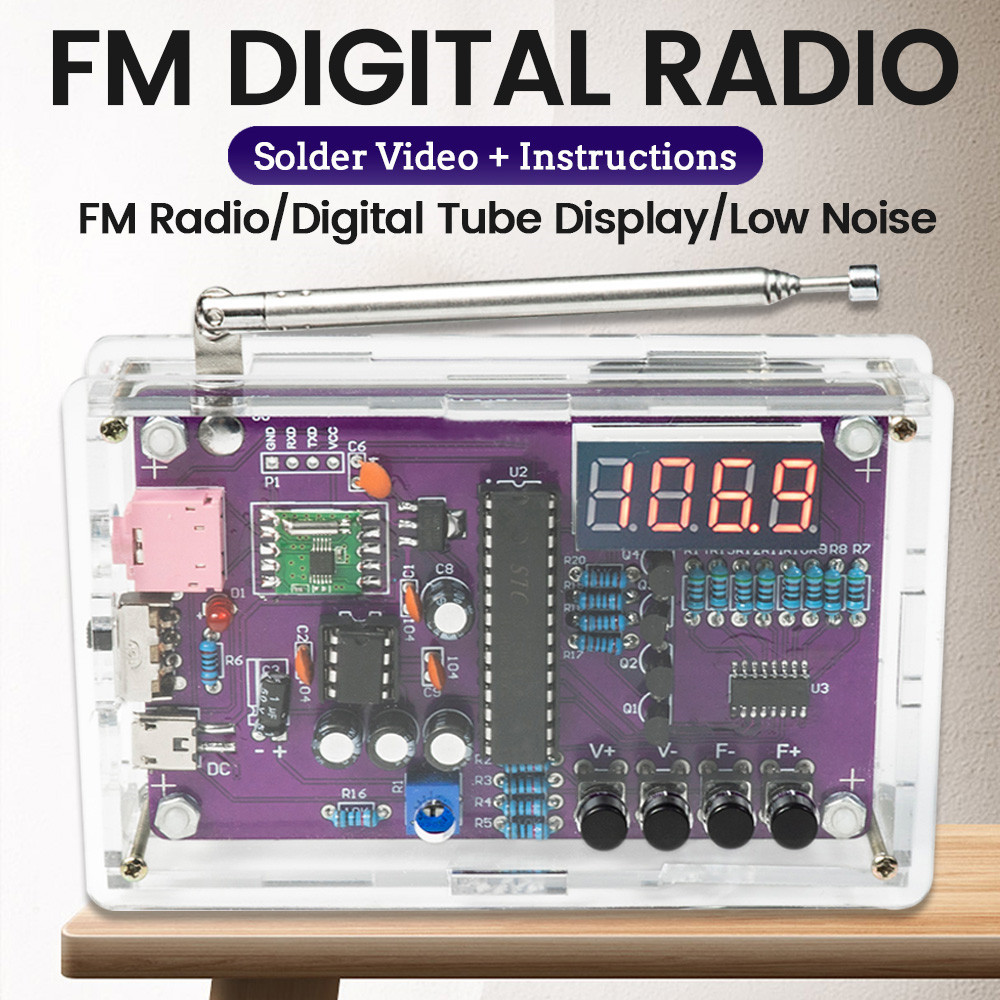 Terbaik DIY FM Radio Electronic Kit Adjustable Frequency 87-108MHz Digital Display DIY Soldering Pro