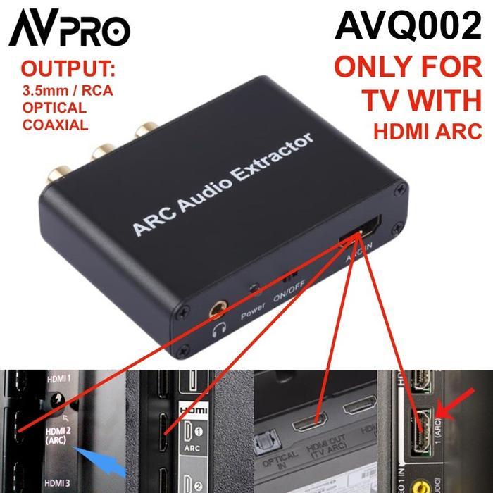 Avpro Avq002 Hdmi Arc Audio Extractor To Spdif Optical Coaxial Rca