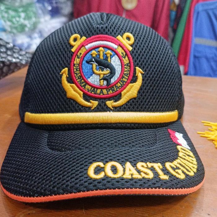 Topi Coast Guard Jaring Bordiran Hitam