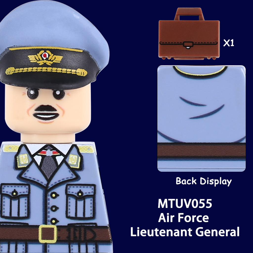 WW2 German Air Force Soldiers Military Officer Figures Building Blocks Suitcase Soldiers Peaked Cap