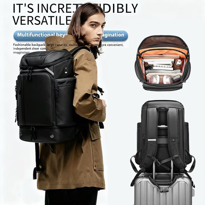 Men large capacity travel backpack,50L waterproof hiking trekking Backpack With separate shoe