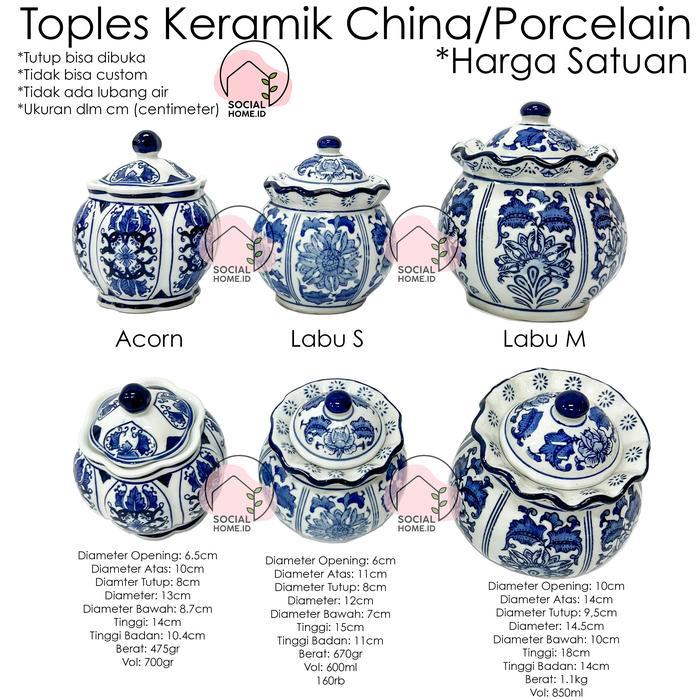 GUCI TOPLES KERAMIK PORCELAIN CHINA BISA DI BUKA TUTUP, TEMPAT SIMPAN