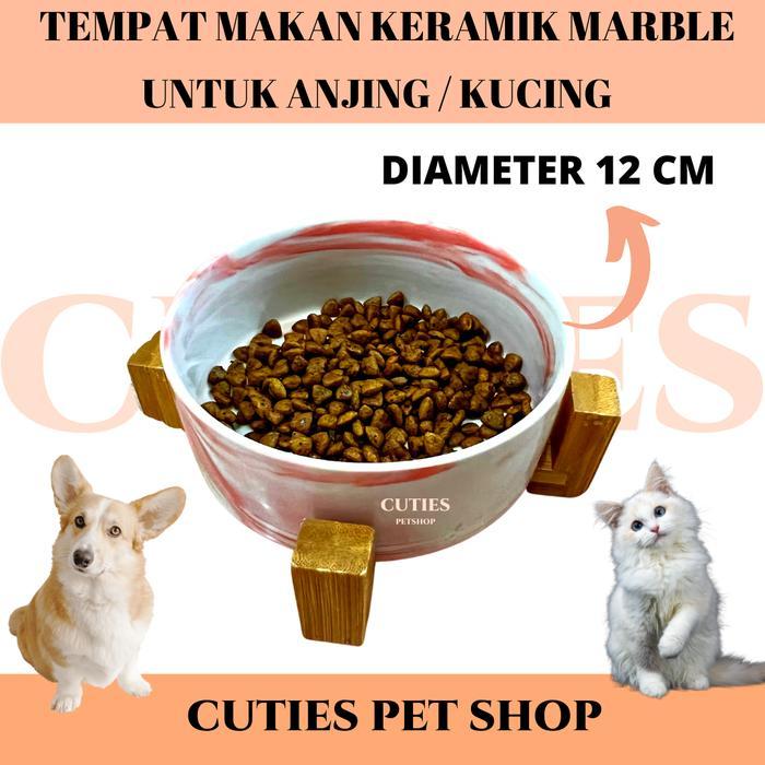 Tempat Makan Minum Keramik Marble Premium Anjing Kucing Ceramic Marble