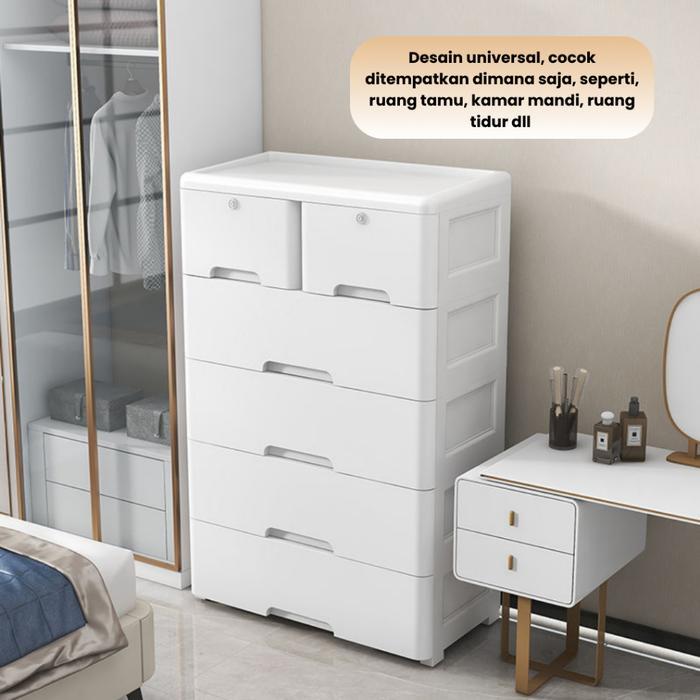 Lemari Pakaian/Lemari plastik/Laci Plastik/Lemari Jumbo Laci Plastik /Laci 3 4 5 6 7 Susun Putih