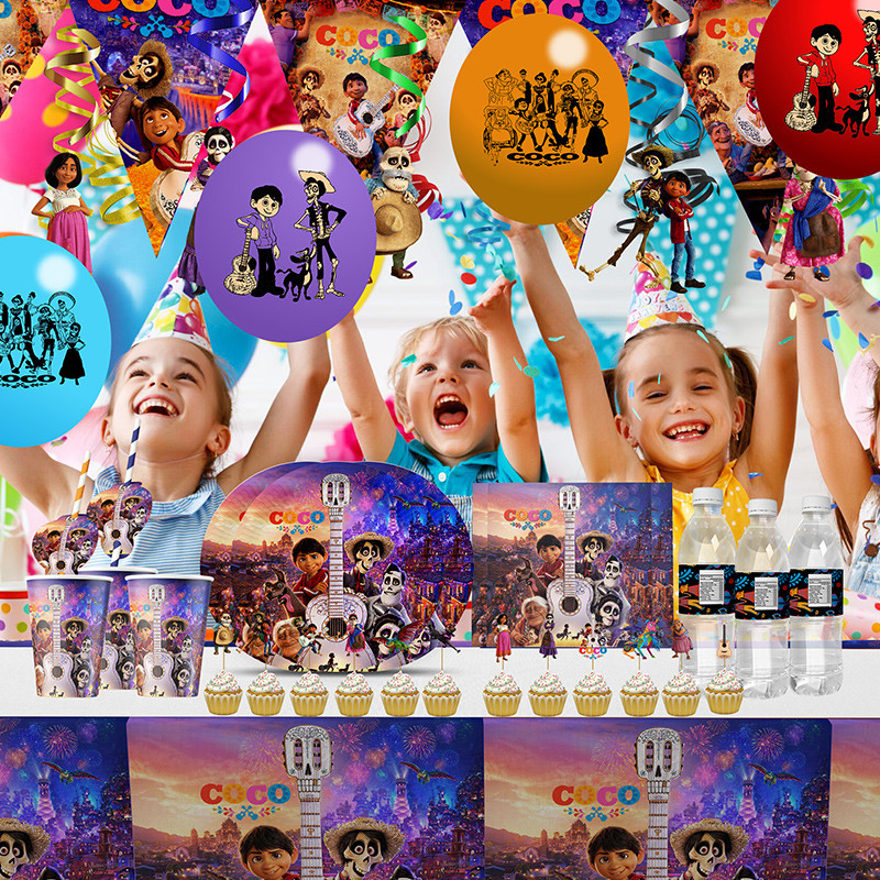 Coco Theme Party Decoration Invite Card Cake Decor Balloon Paper Cup Plates Kids Girl Thday Party