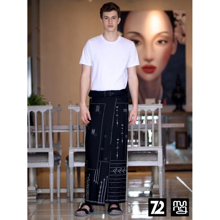 ORIGINAL 72 Batik x Pisalin Sarung Batik Motif Mata Rasa Hitam Putih 724627 Cap Jogja Solo