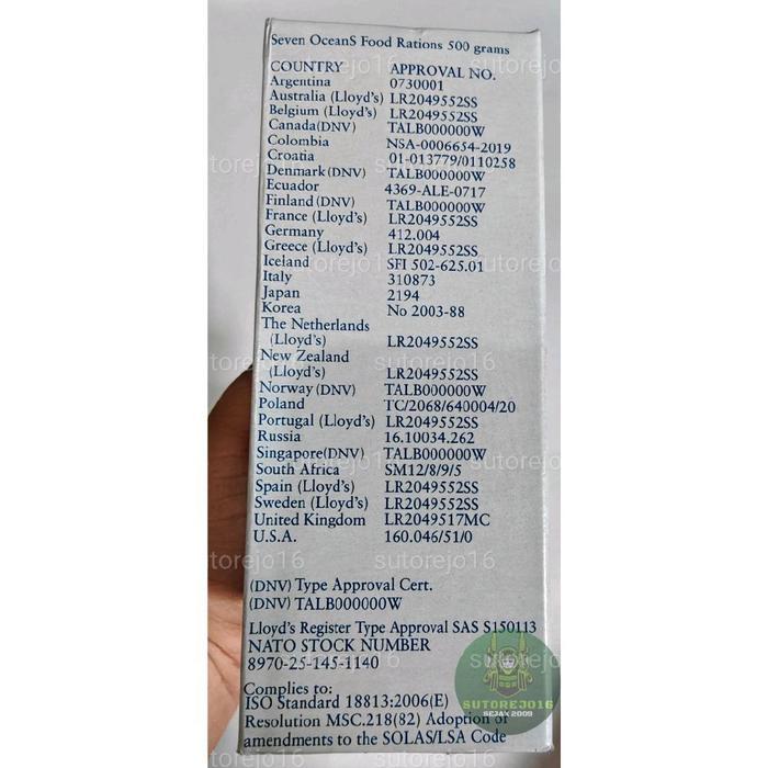 Ransum Food Ration Makanan Darurat Ransum Import Seven Oceans Mre Terbaik