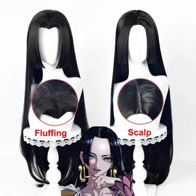 Anime Long Boa Hancock Cosplay Wig Boa Hancock Wigs Black Wig Heat Resistant Halloween Party Wigs
