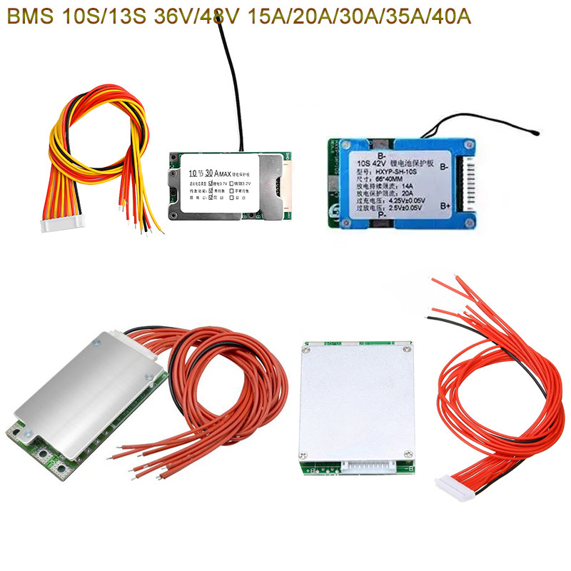 Terbaik BMS 10S/13S 36V/48V 15A/20A/30A/35A/40A Li-ion Lithium Battery Charger Protection Board Batt