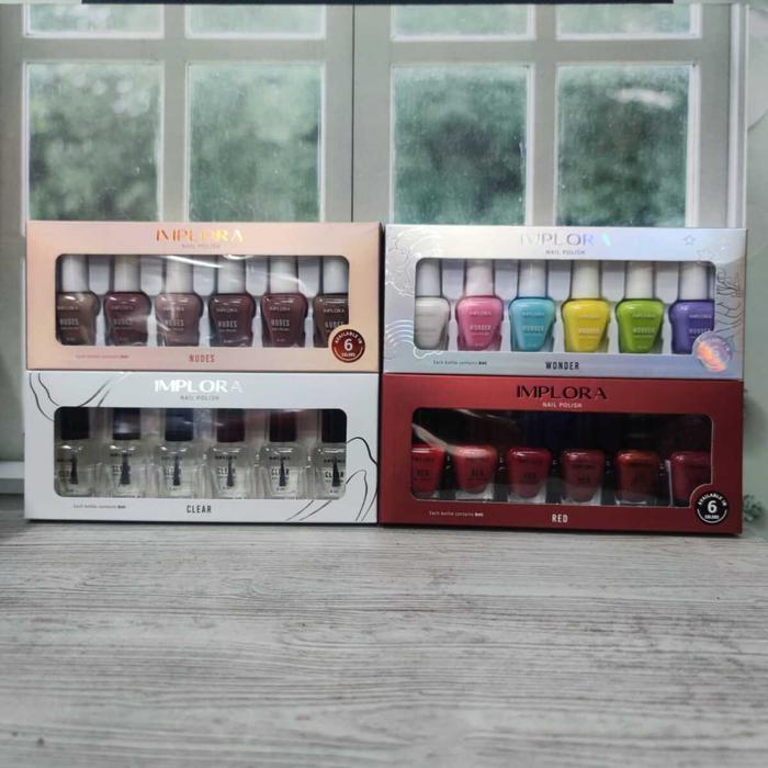 Implora Nail Polish 8Ml Per Box, Kutek Implora Kutek, Cat Kuku Halal, Kutek Halal Red Kuning Hijau