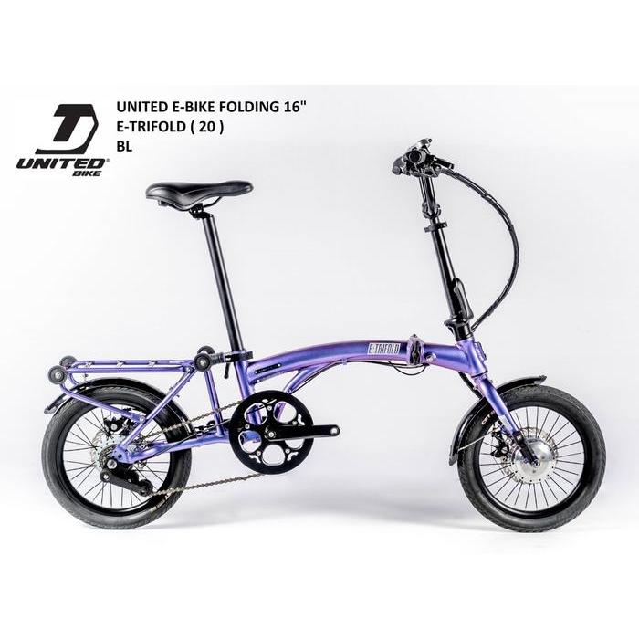 Sepeda Lipat Listrik 16 Ebike United Etrifold 8 Speed - Orange