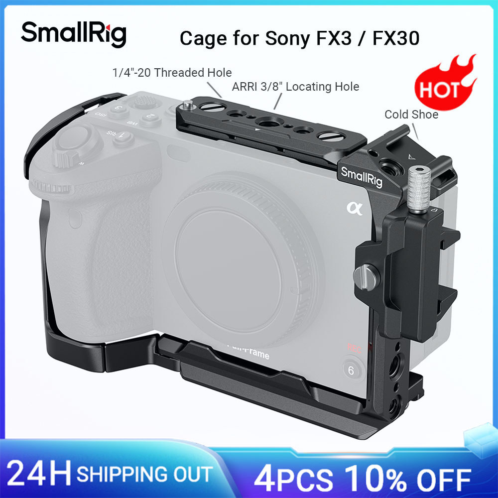 SmallRig Cage for Sony FX30 / FX3 Camera Cage Rig Kit With Cable Clamp Cold Shoe NATO Rail