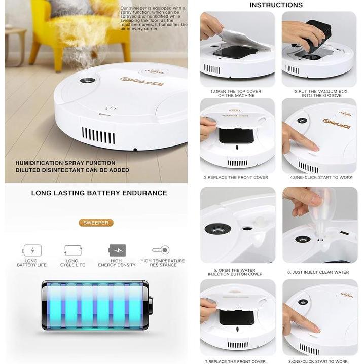 Cod Robot Vacum Cleaner 5 In 1 Portable Penyedot Debu Rumah Sapu Otomatis/ Robot Sapu Dan Pel