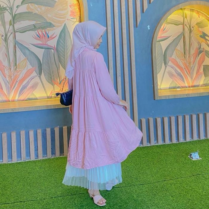 Growhijabs Butik - Atasan Tunik Syifa Wanita Muslim Rempel Susun Full Kancing Aktif Busui Wudhu