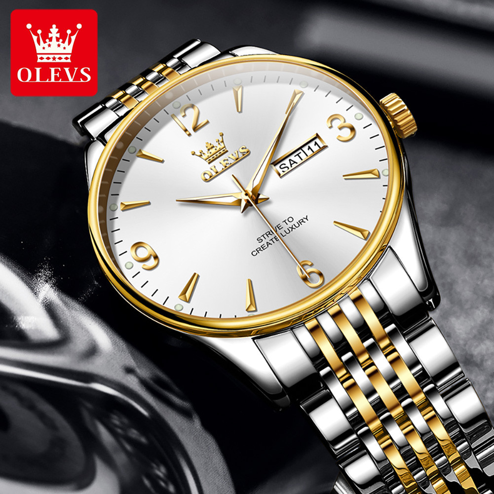 OLEVS 2928 Original Men's Watches Fashion Simple Auto Date Digital Dial Elegant Man Wristwatch
