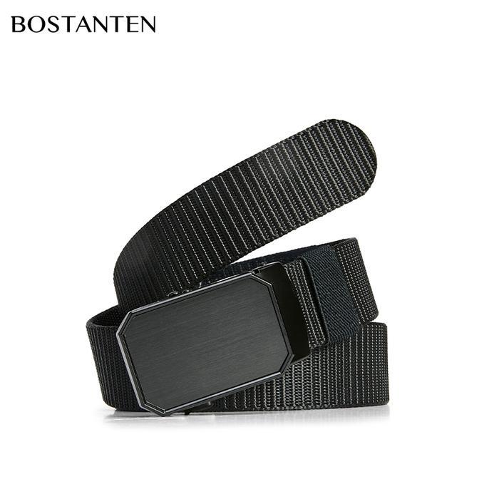 Bostanten Sabuk Pinggang Pria Ikat Pinggang Pria Nylon Canvas Alloy Belt Gesper Pria Hitam