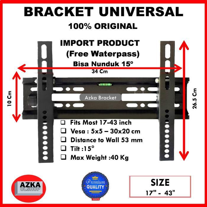"New" Bracket Braket TV 24 32 40 43 Inch Samsung Sharp Xiomi Polytron