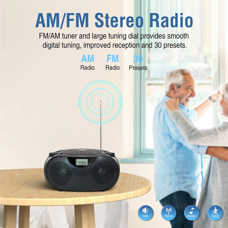 NewPortable CD Player Bluetooth CD Player Boombox AM/FM Radio USB Port CD Player Stereo Sound