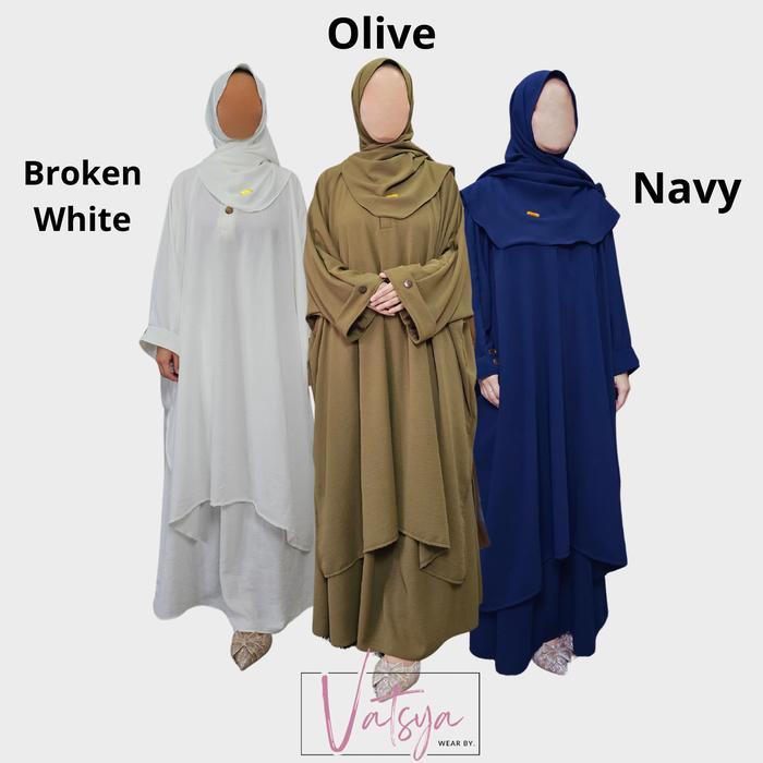 Alula Abaya Tunik Syari - One Set Tunik Jumbo + Rok + Pashmina Oval