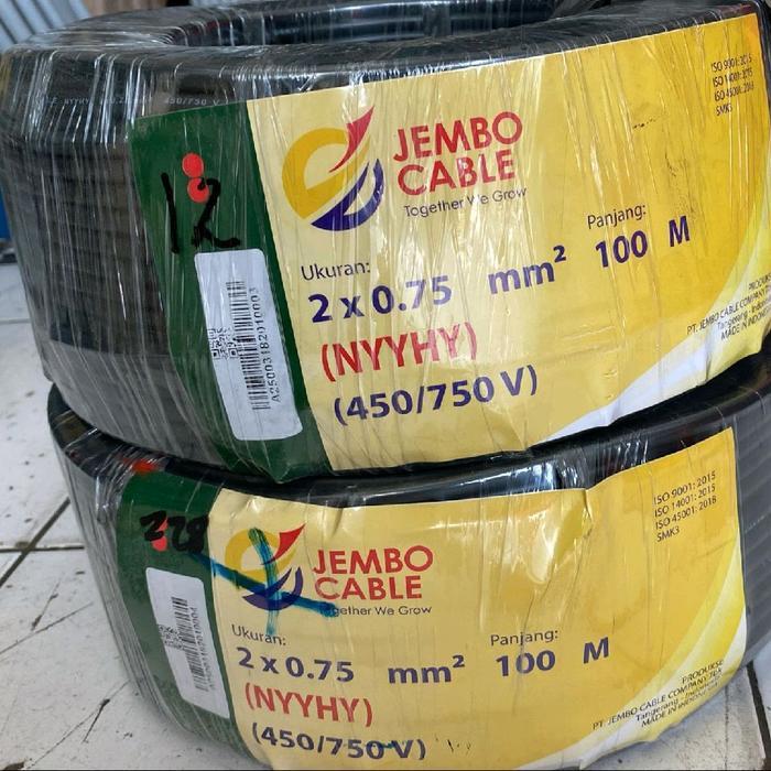 Kabel Listrik Serabut NYYHY 2x0.75 mm Jembo Hitam 1 Roll 100mtr NYYHY 2 x 0.75 mm2