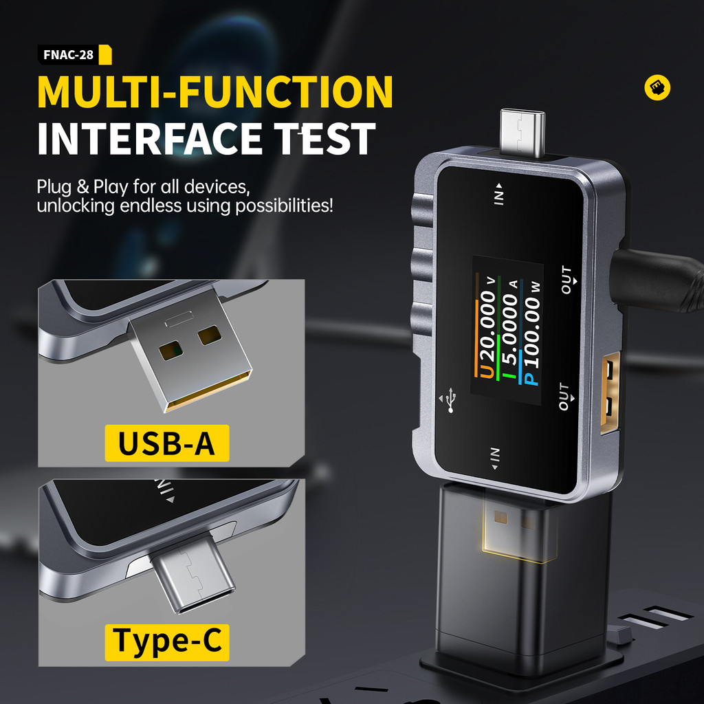 FNIRSI FNAC-28 FNB58 Type-C Meter USB-A Trigger Voltmeter Ammeter Fast Charging Protocol Test Type-C