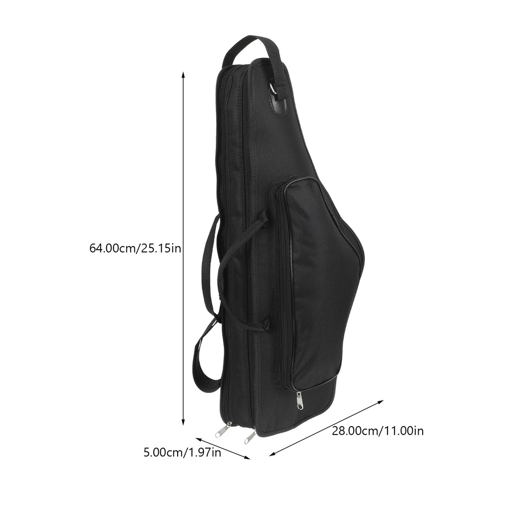 Black Waterproof Portable Saxophone Case Alto Saxophone Storage Bag with Shoulder Strap and Handle