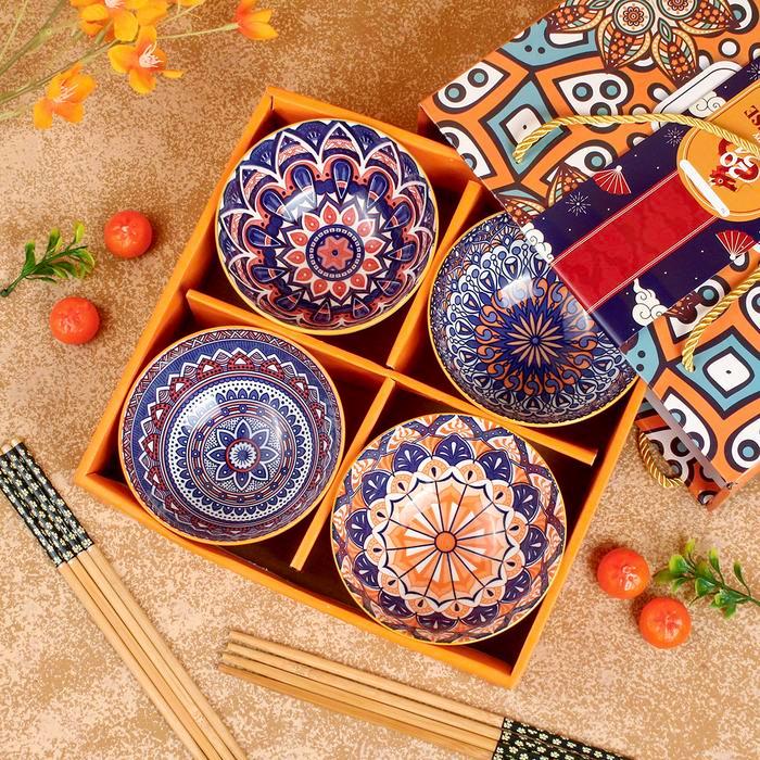 Ini Murah Bohemia Bowl Gift Set / Set Piring Mangkok Makan Keramik / Hampers Souvernir Gift