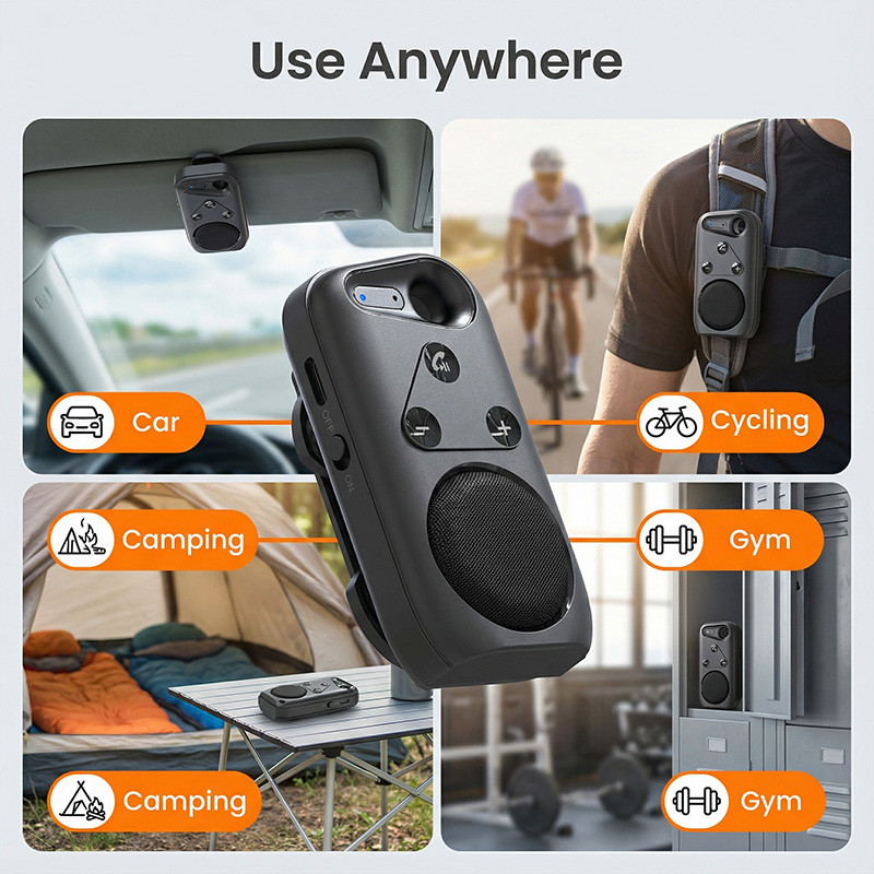Bluetooth-compatible V5.4 Speakerphone Handsfree Sun Visor Speaker Wireless Car Kit Sport Audio
