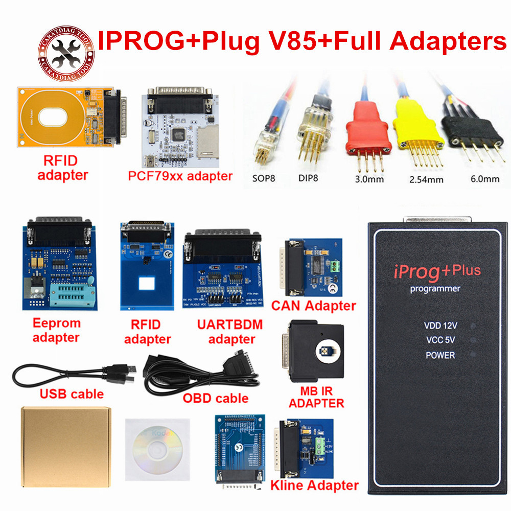 JUAL IPROG Plus+Full Adapters+IPROG V85 Support IMMO/Mileage Correction/Airbag Reset till Replace Ta