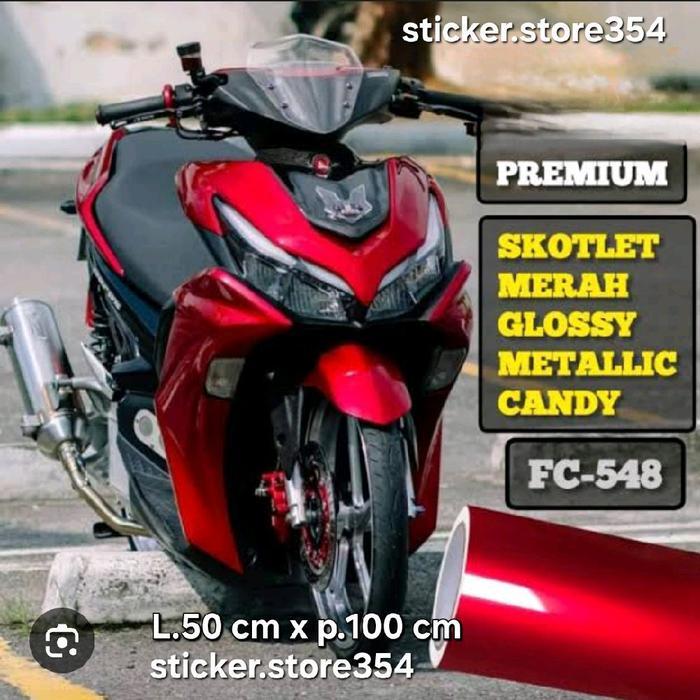 STIKER SKOTLET MERAH CANDY METALIK GLOSYY /MERAH MAROON FANCHI Kendaraan Motorcycle Motor
