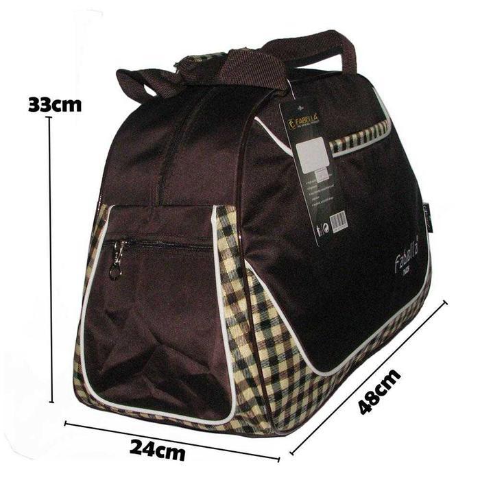 Ready Stock Fabella Tas Pakaian/ Tas Baju Travel Bag 0Val 66-204 Motif Kotak Coklat Mudik