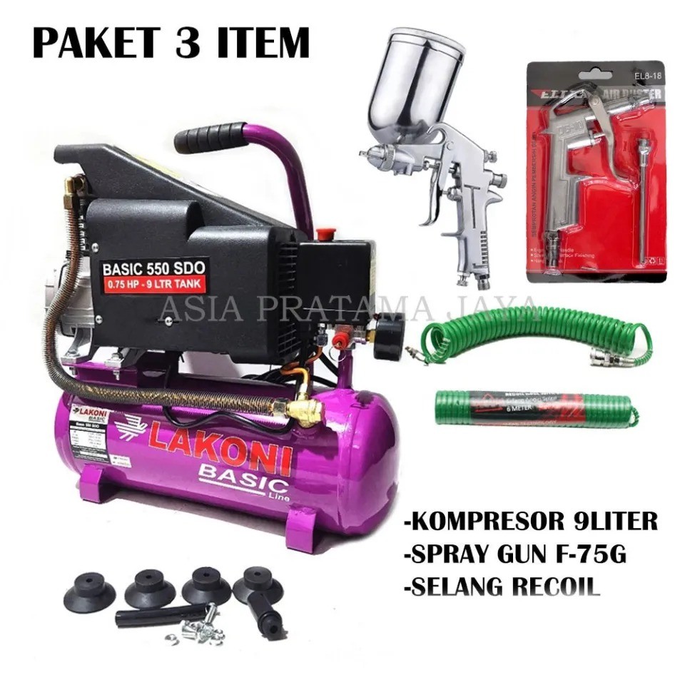 PAKET LAKONI Kompresor Angin / Kompresor Udara lengkap paket tukang cat/bengkel motor mobil EDON - 8